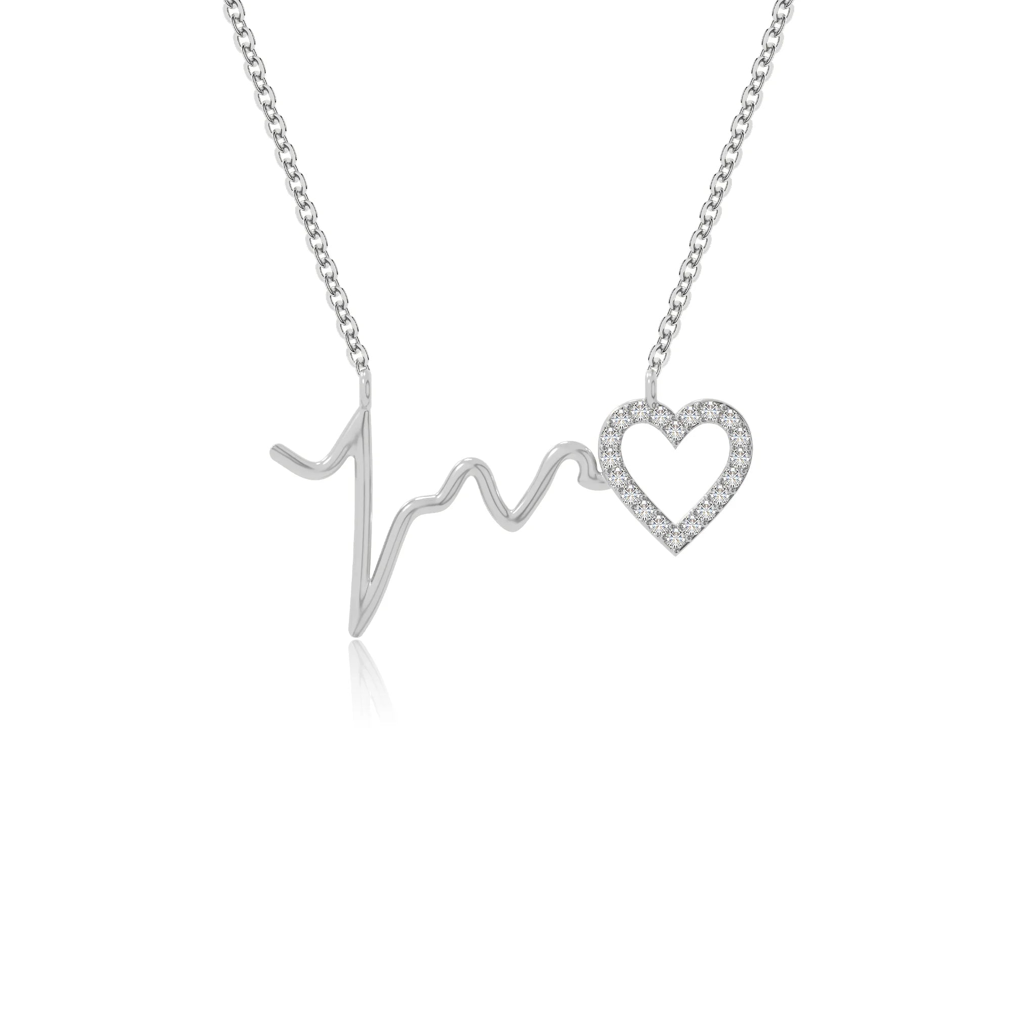 moissanite heartbeat necklaces in sterling silver 