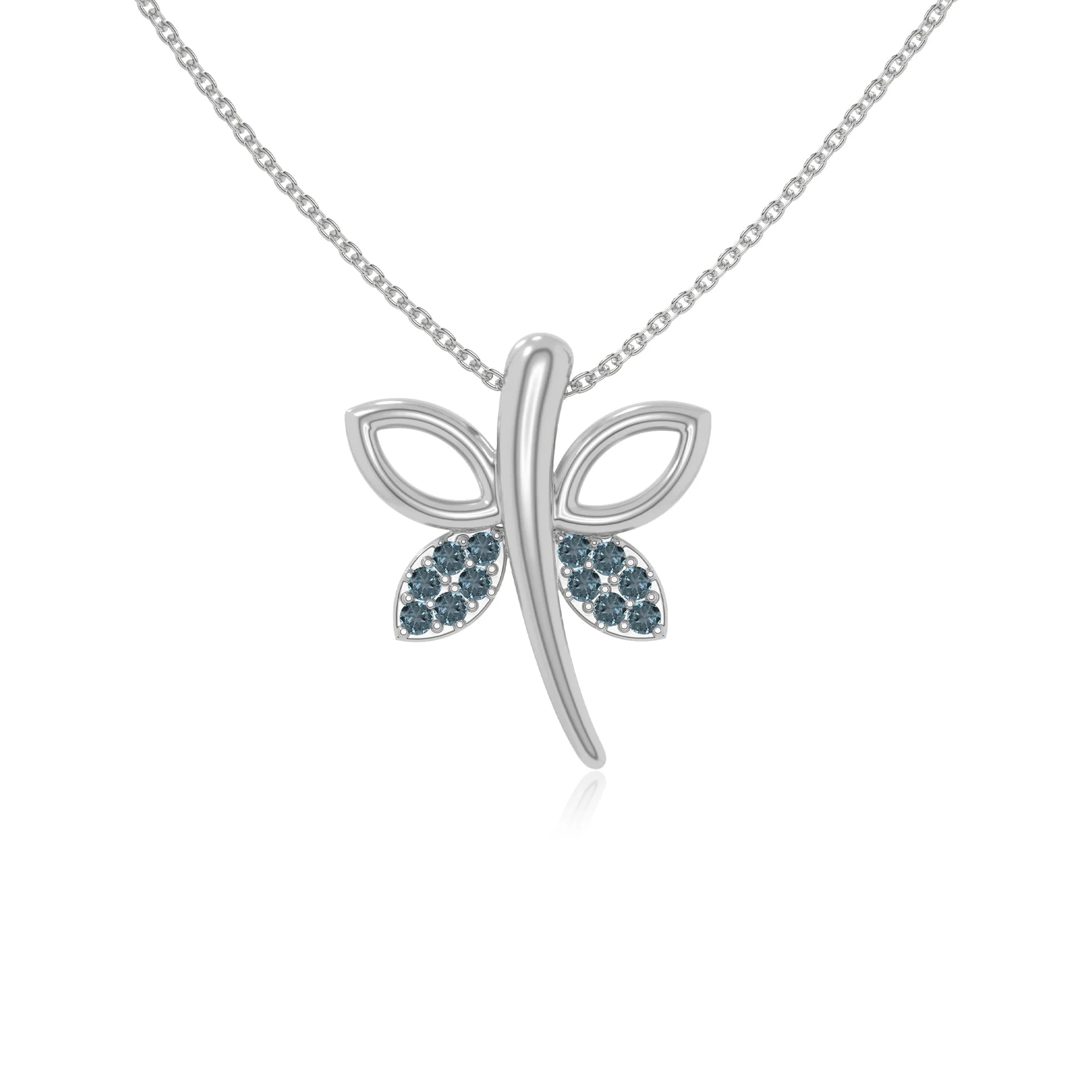 natural london blue topaz dragonfly necklaces in sterling silver 