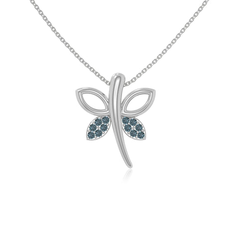 natural london blue topaz dragonfly necklaces in sterling silver 