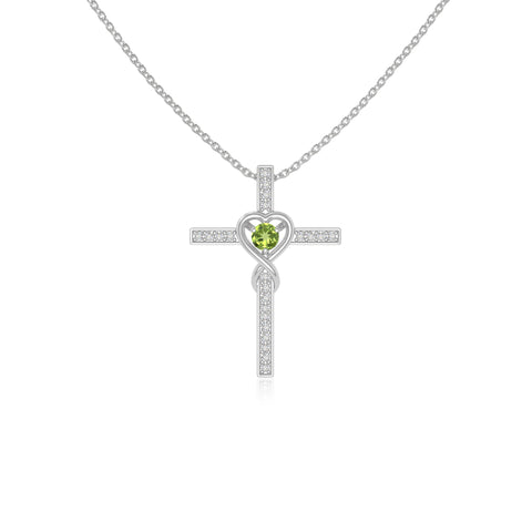 peridot infinity cross necklaces in sterling silver 