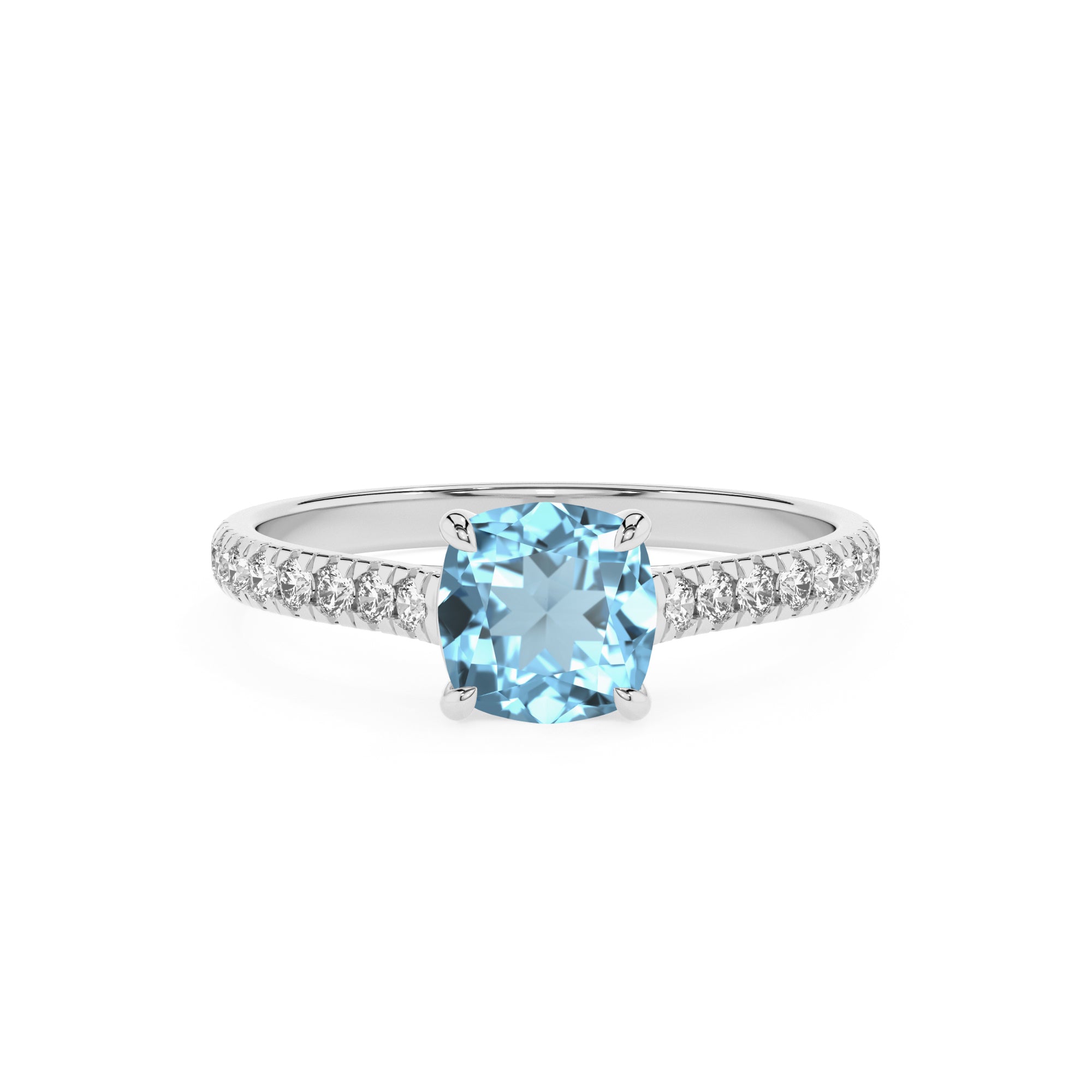 lab grown aquamarine cushion half eterity solitaire engagement ring