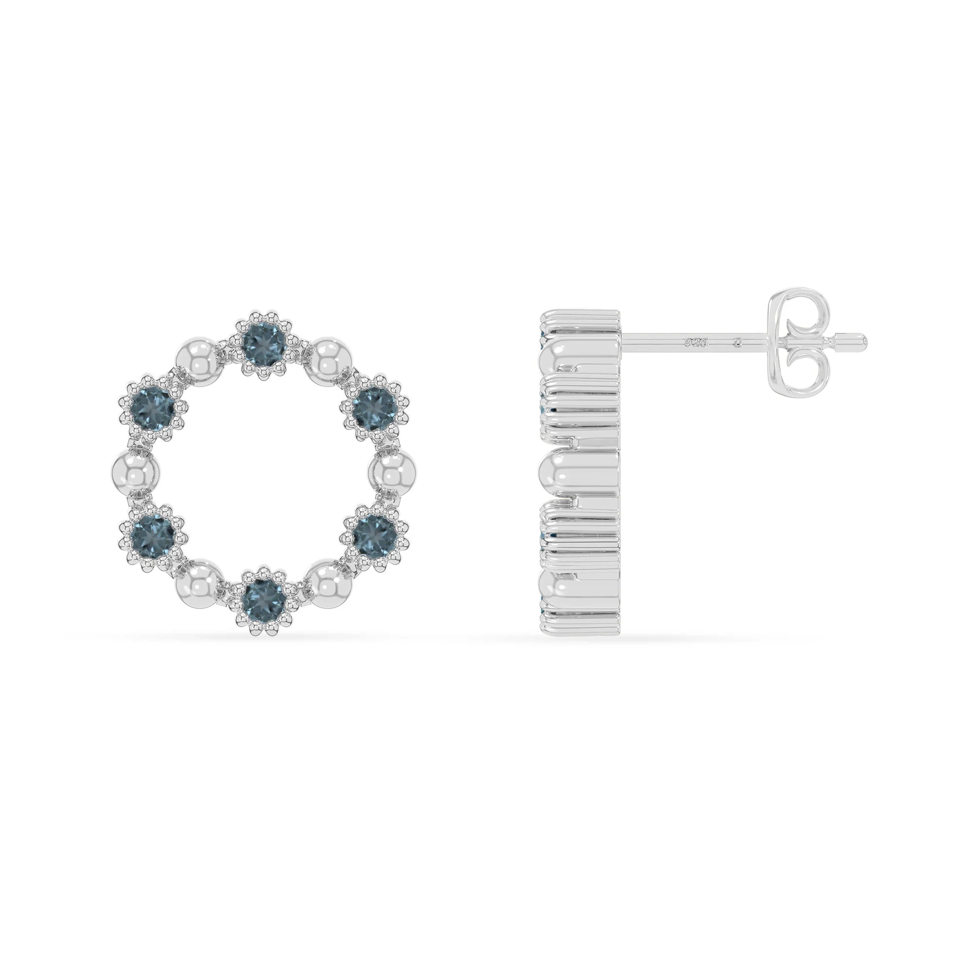 natural london-blue-topaz circle-of-life stud earrings in sterling silver 