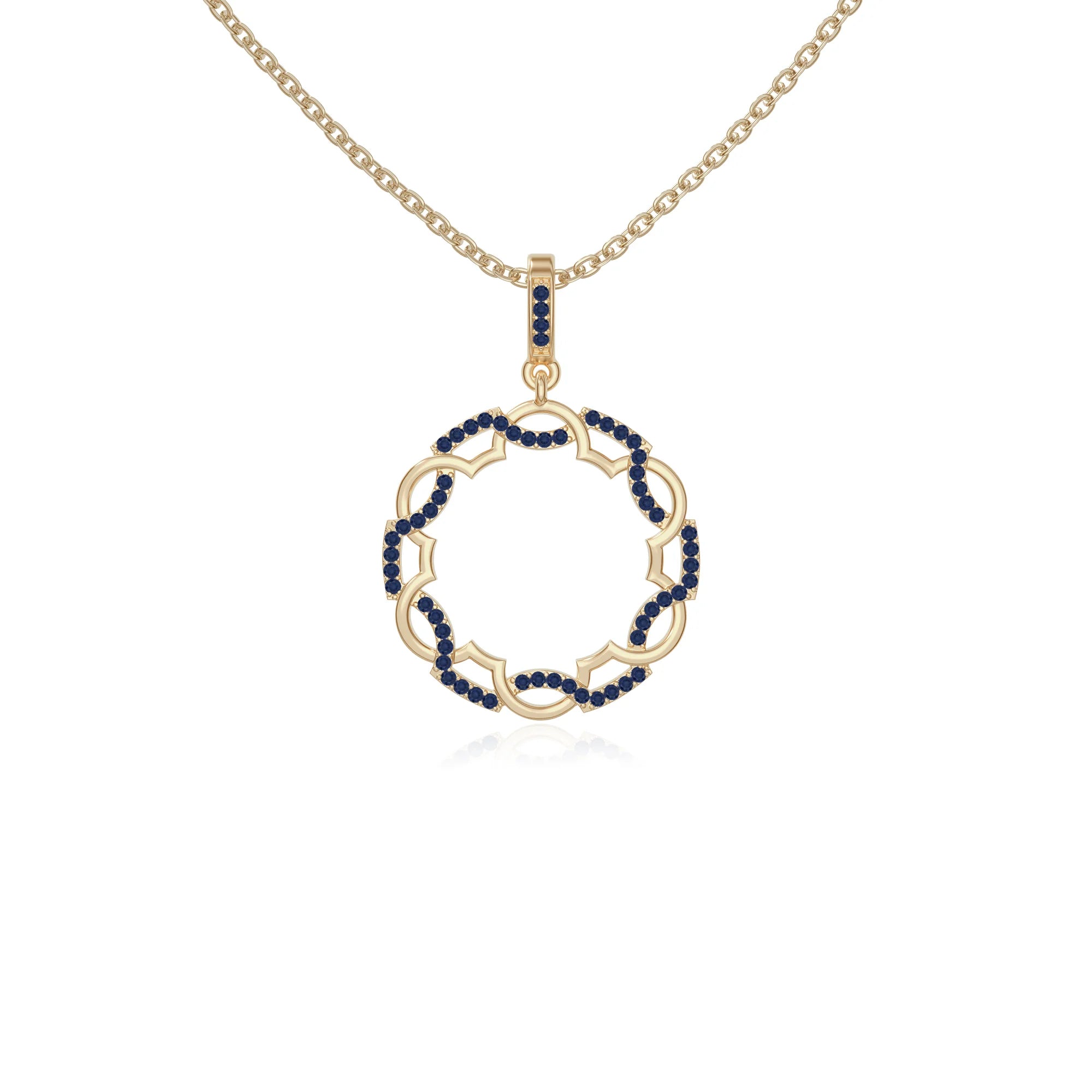 natural blue-sapphire infinity love knot necklaces in yellow gold vermeil 
