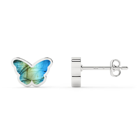 natural labradorite butterfly shape stud earrings