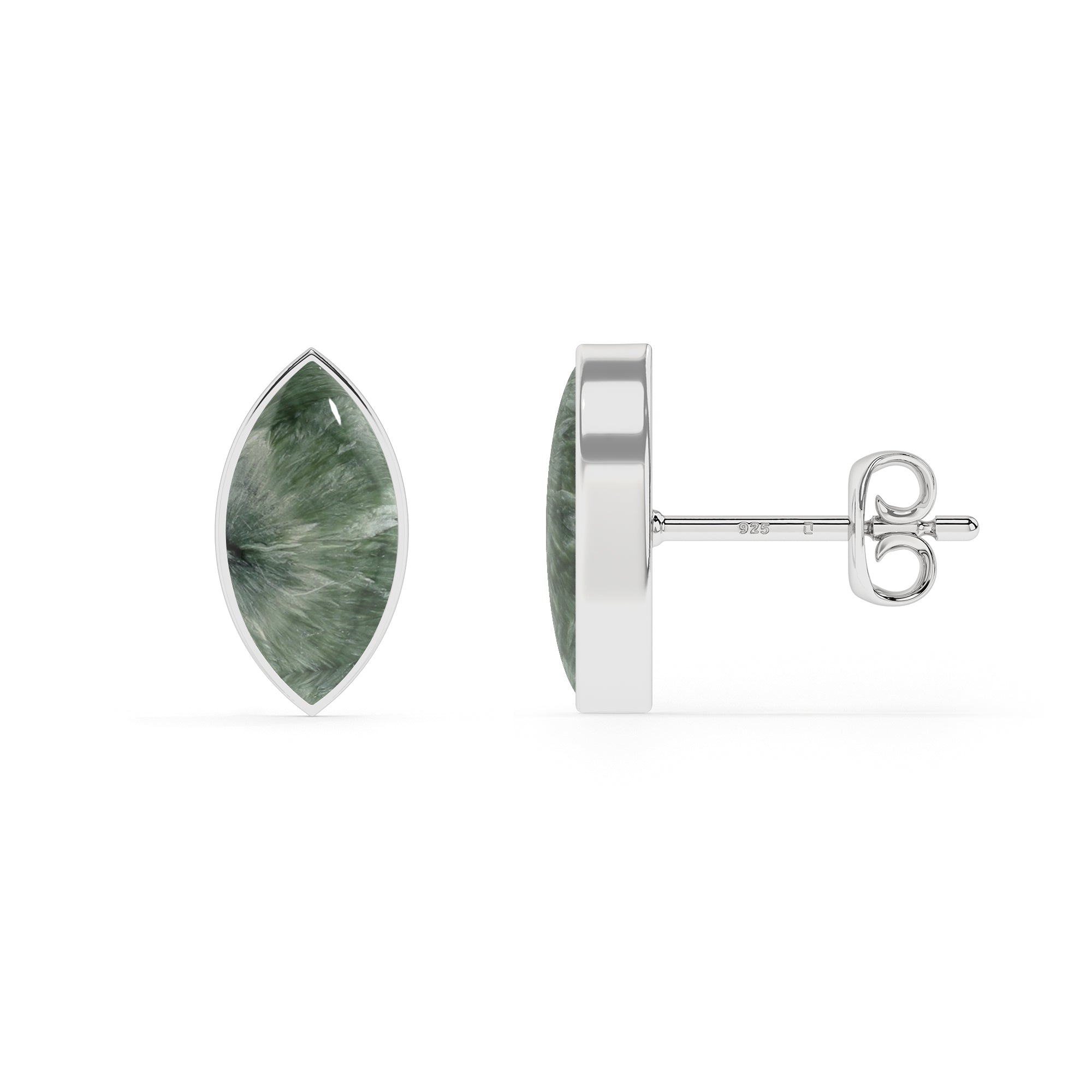 natural seraphinite marquise shape stud earrings