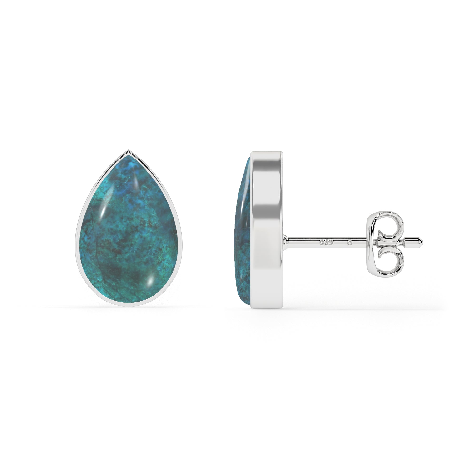 natural shattuckite pear shape stud earrings