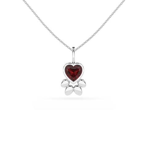 natural red-garnet paw shape pendant necklace