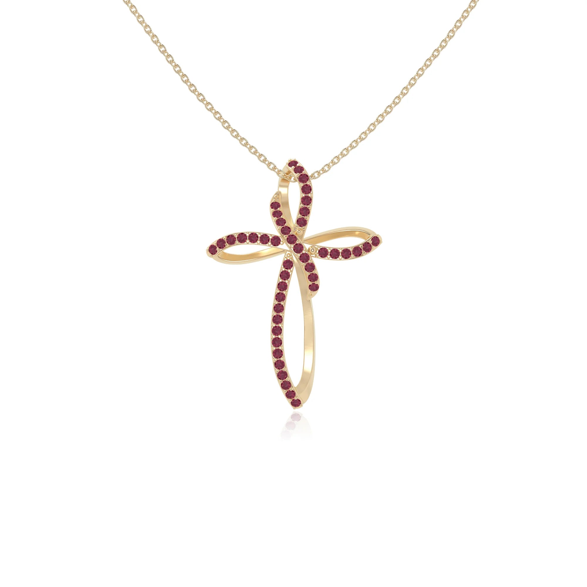 natural ruby infinity cross necklaces in yellow gold vermeil 