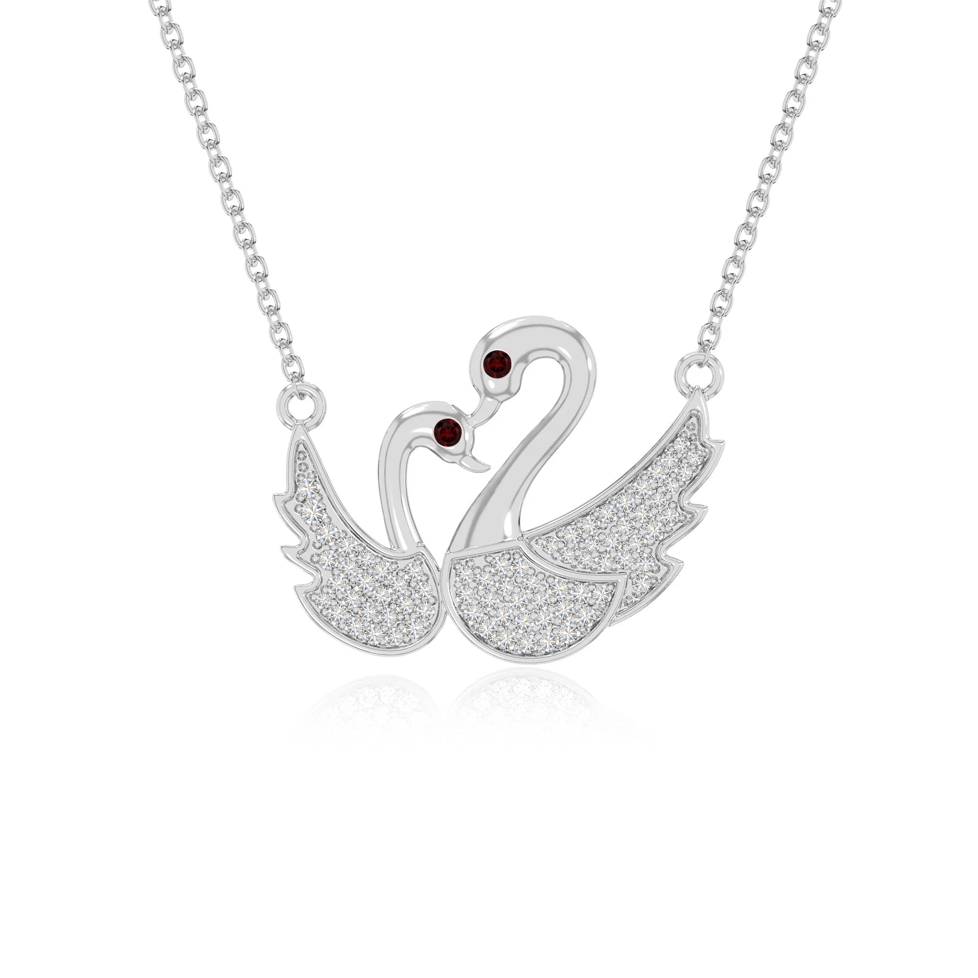 natural garnet mother child swan necklaces in sterling silver 