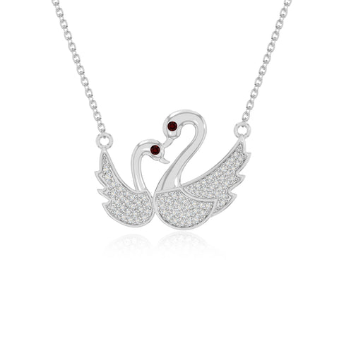 natural garnet mother child swan necklaces in sterling silver 