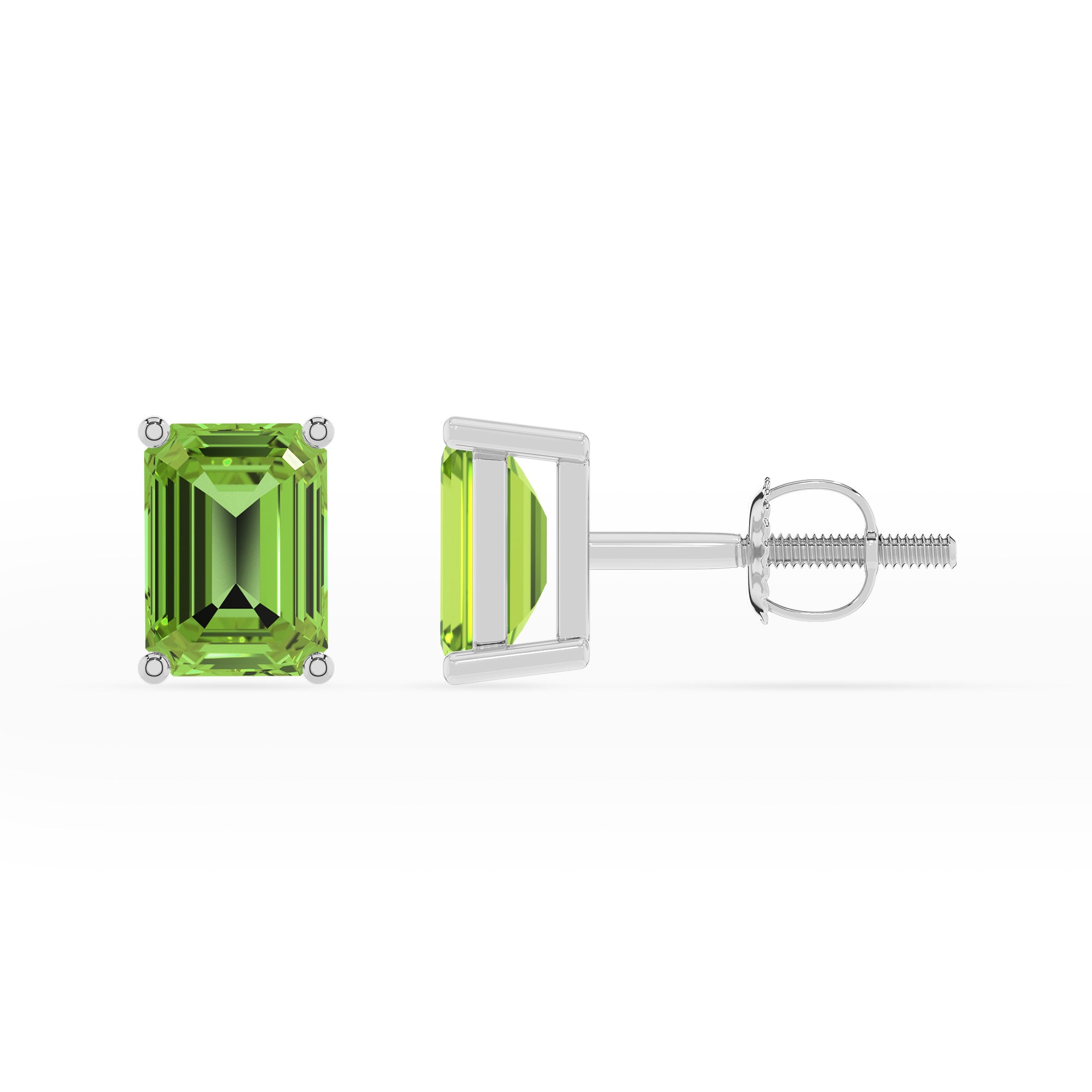 natural peridot emerald cut stud earrings 