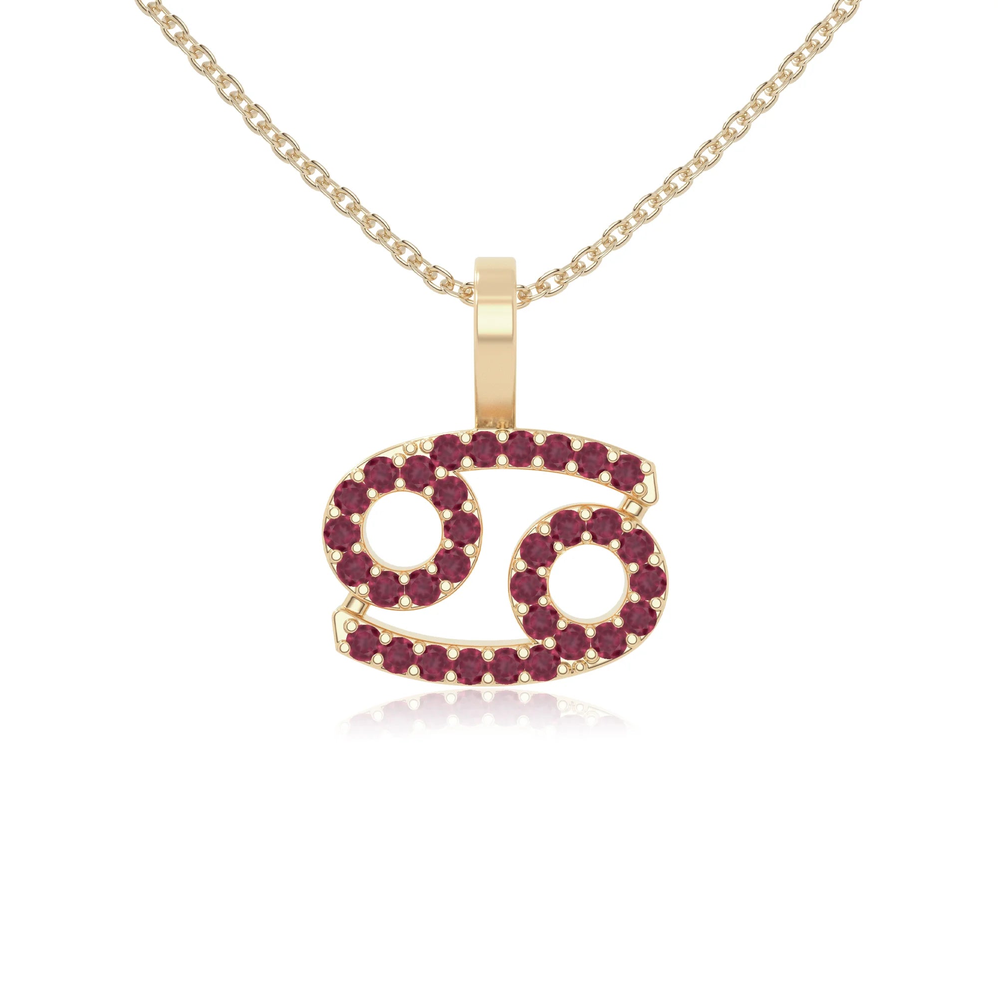 natural ruby cancer zodiac sign necklaces in yellow gold vermeil 