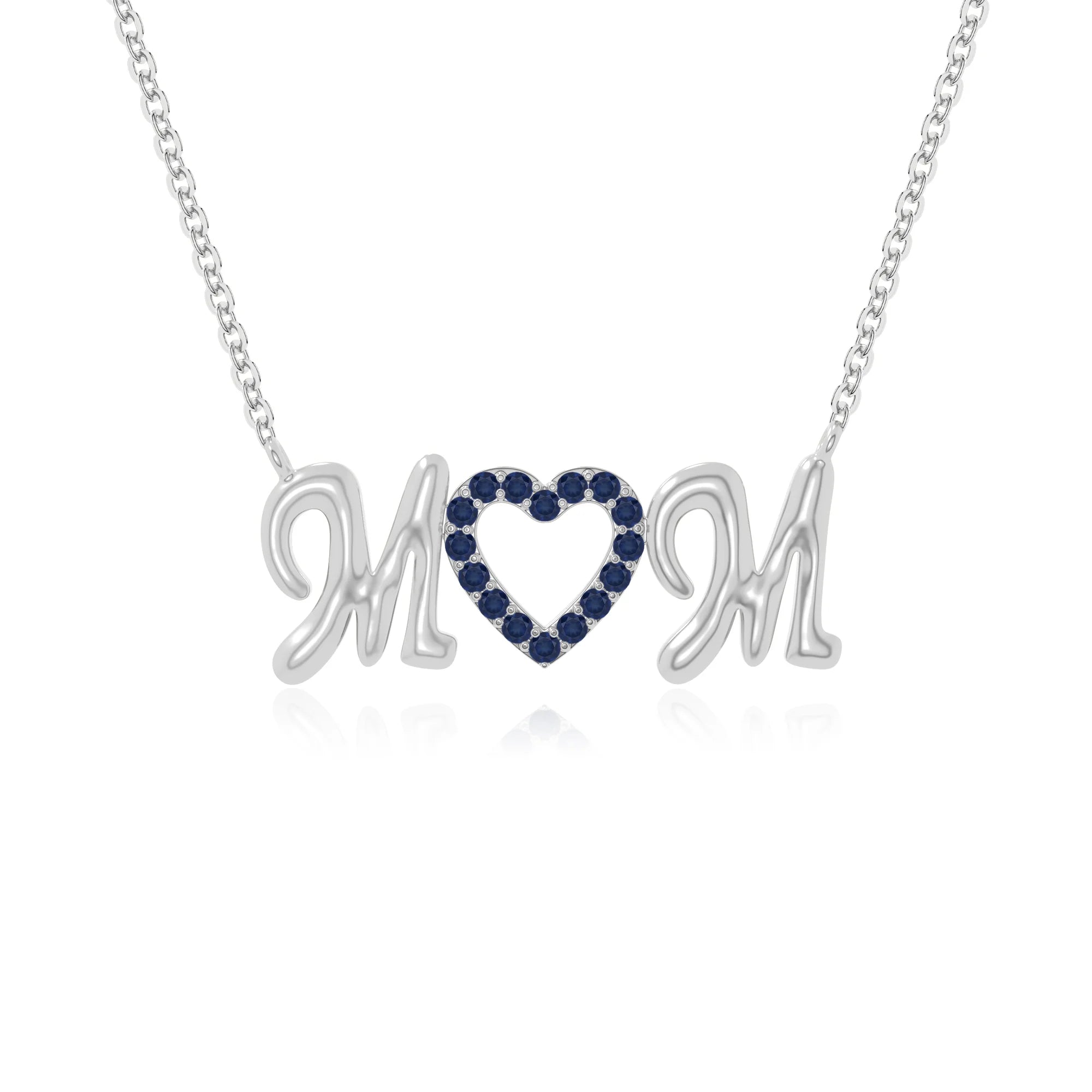 natural blue-sapphire mom heart necklaces in sterling silver 