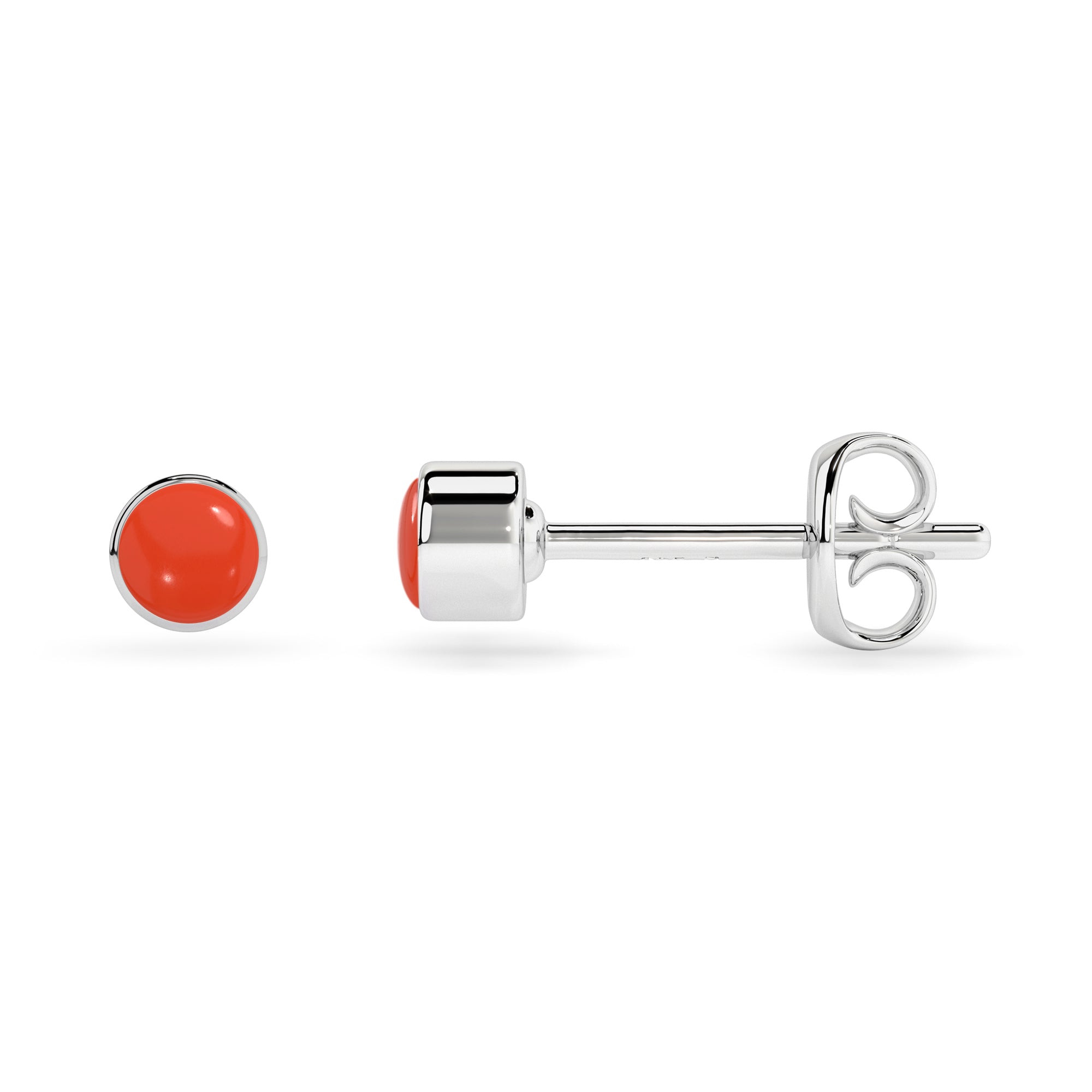 natural red coral round shape stud earrings