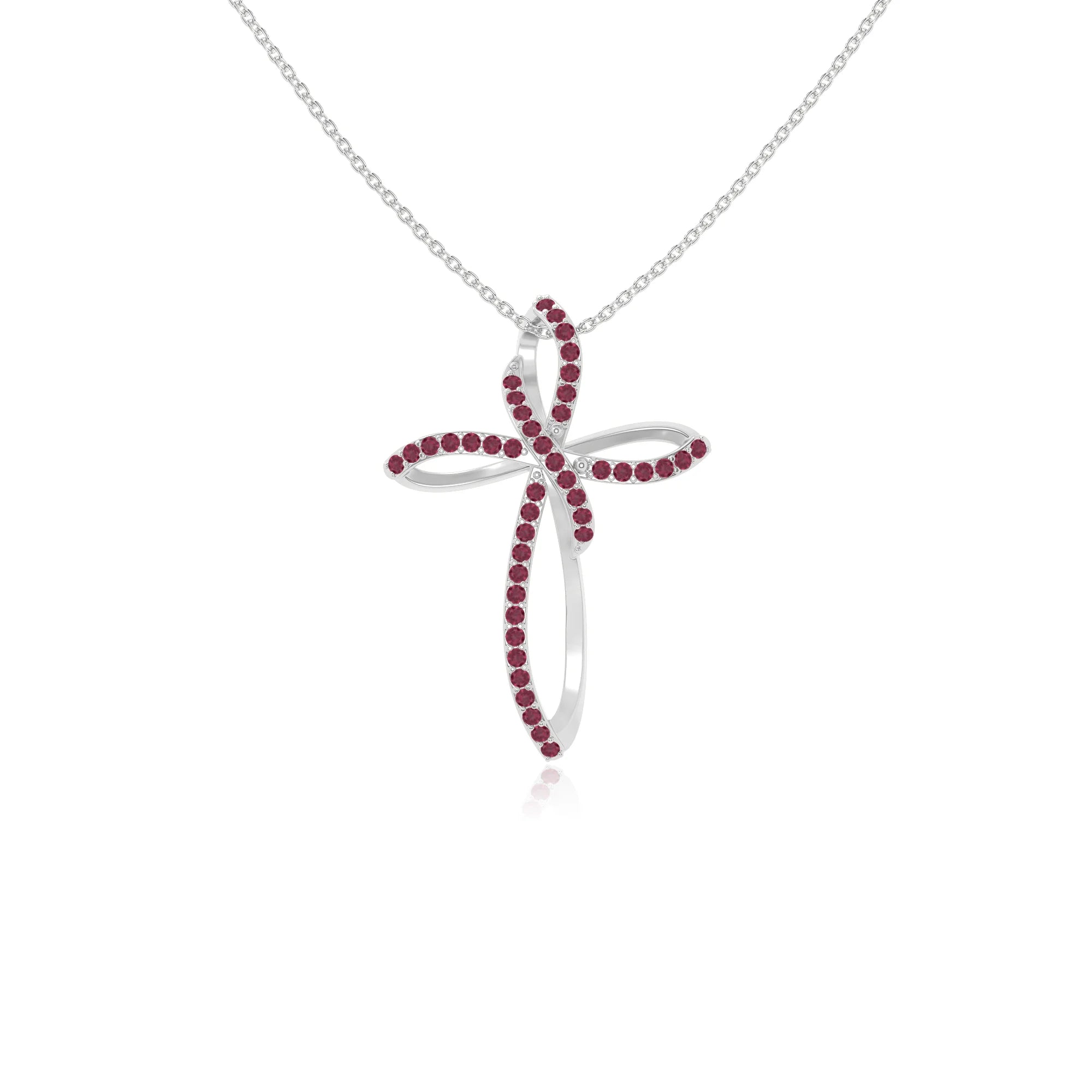 natural ruby infinity cross necklaces in sterling silver 