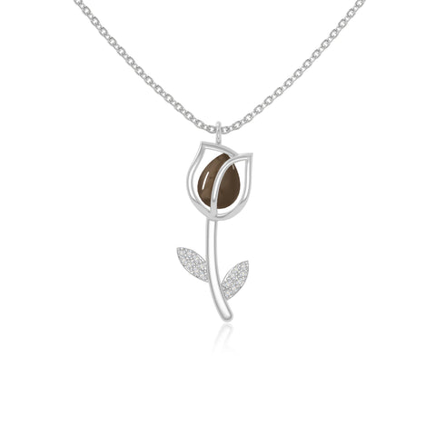 smoky quartz tulip necklaces in sterling silver 