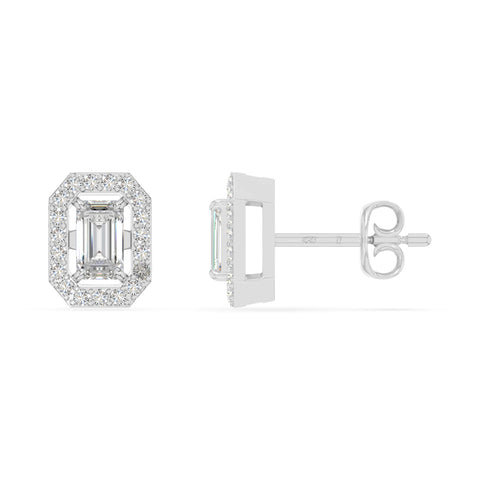moissanite halo stud earrings in sterling silver 