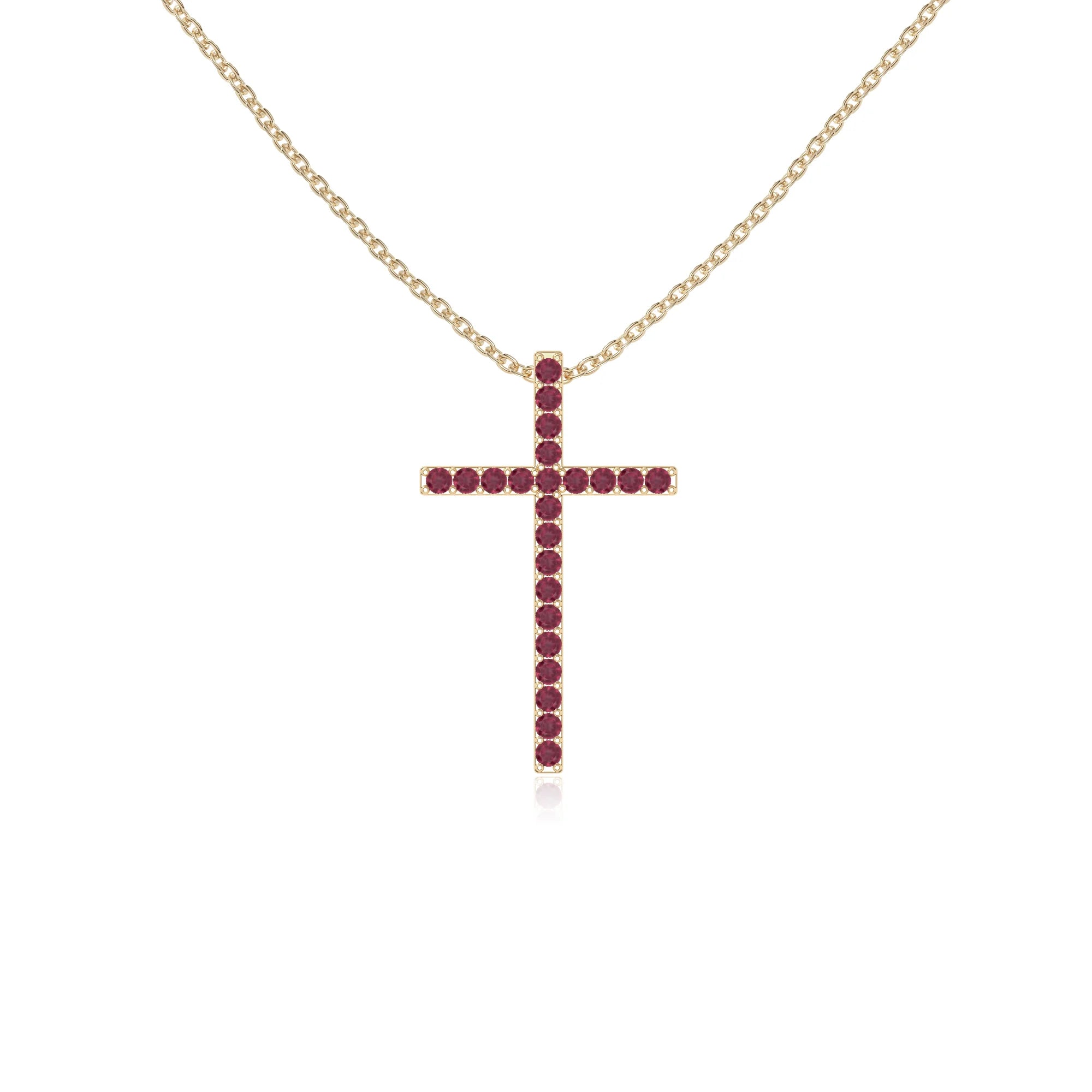 natural ruby cross necklaces in yellow gold vermeil 