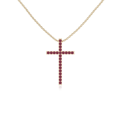 natural ruby cross necklaces in yellow gold vermeil 
