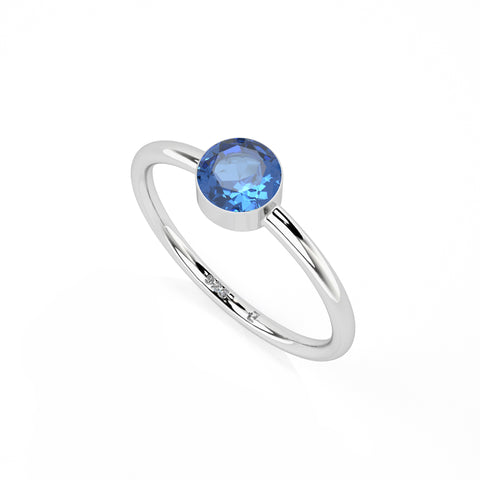 kyanite round cut stackable bezel-set ring