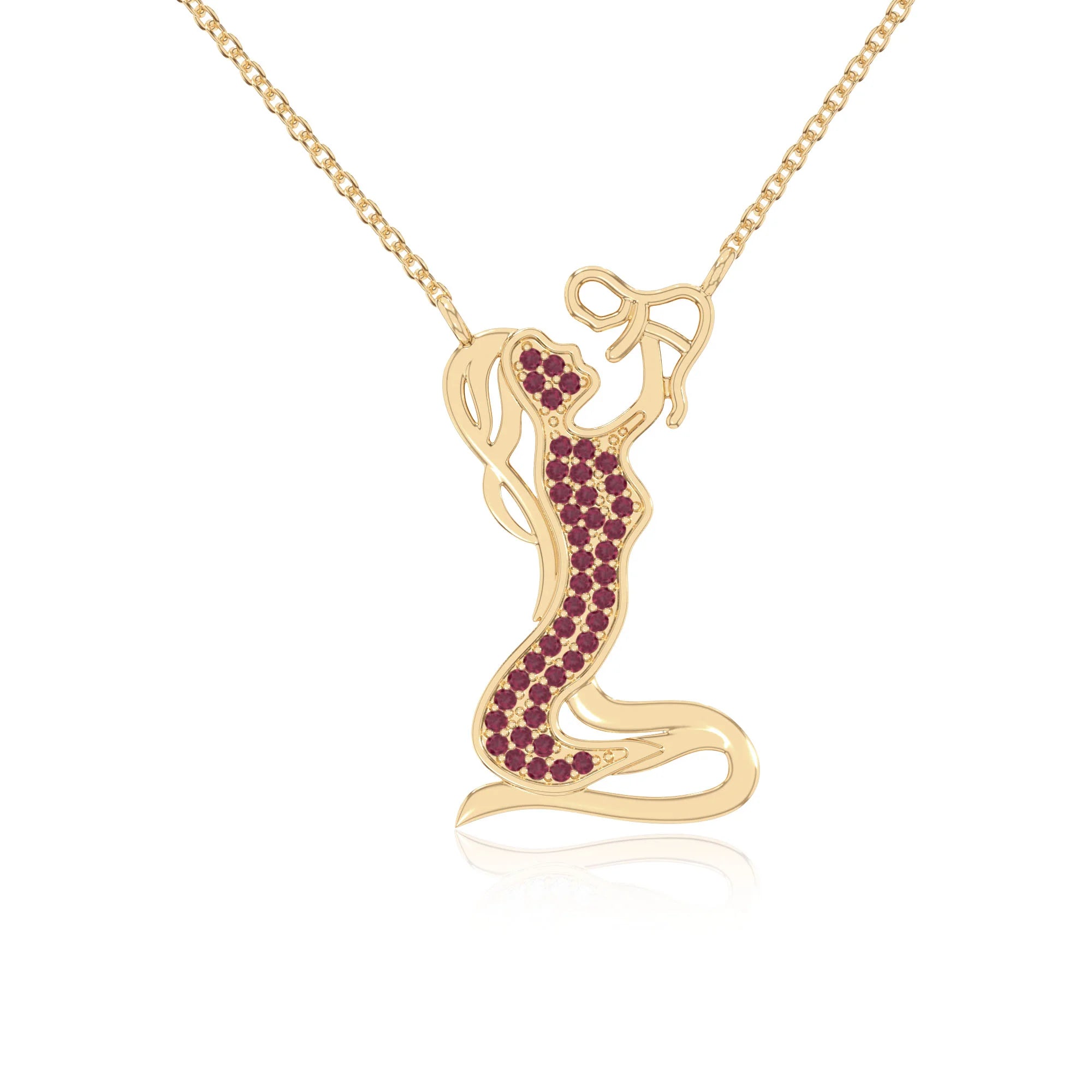natural ruby mother child necklaces in yellow gold vermeil 