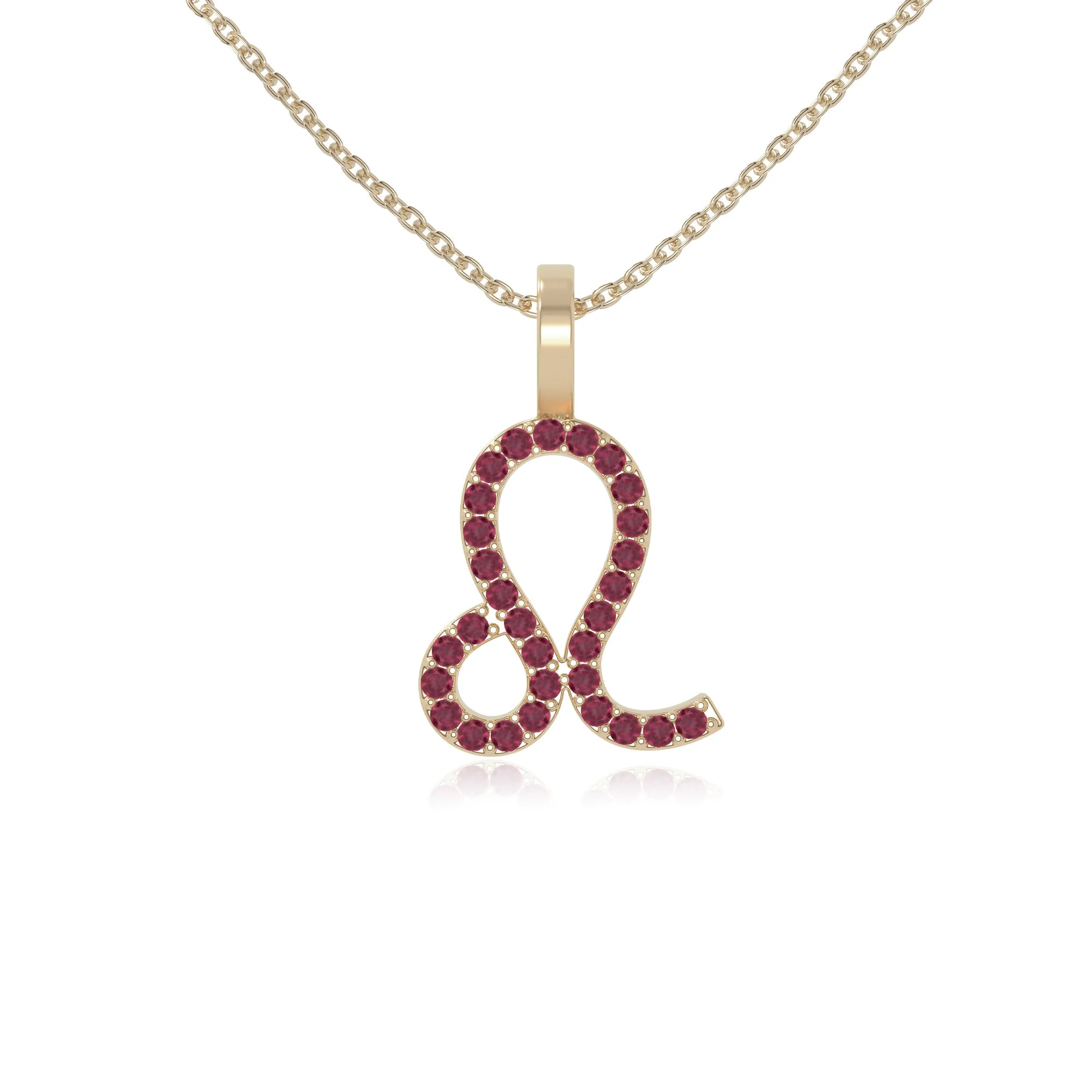 natural ruby leo zodiac sign necklaces in yellow gold vermeil 