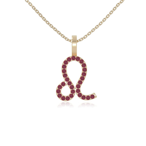 natural ruby leo zodiac sign necklaces in yellow gold vermeil 