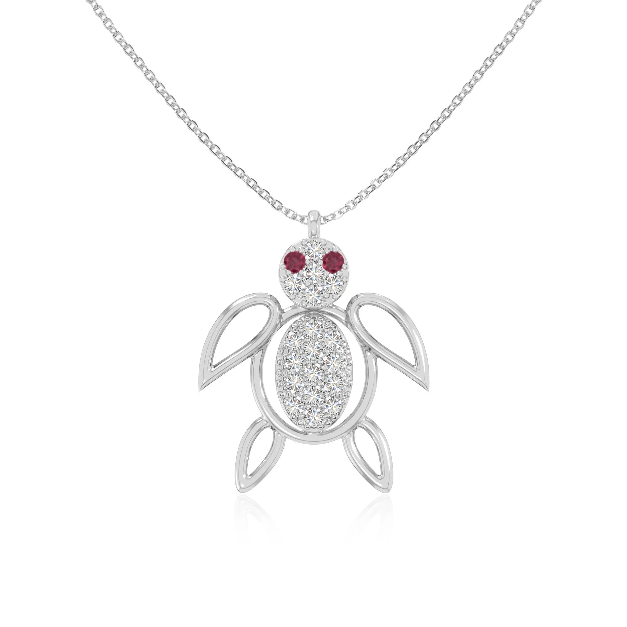natural ruby turtle necklaces in sterling silver 