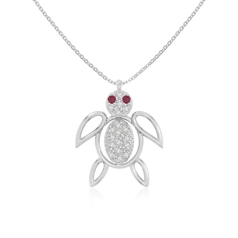 natural ruby turtle necklaces in sterling silver 