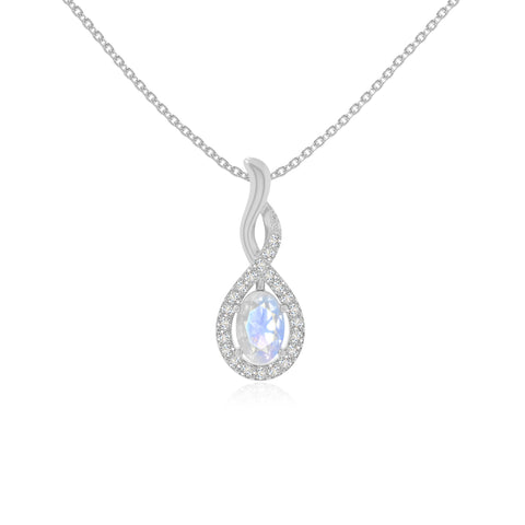 rainbow moonstone infinity necklaces in sterling silver 