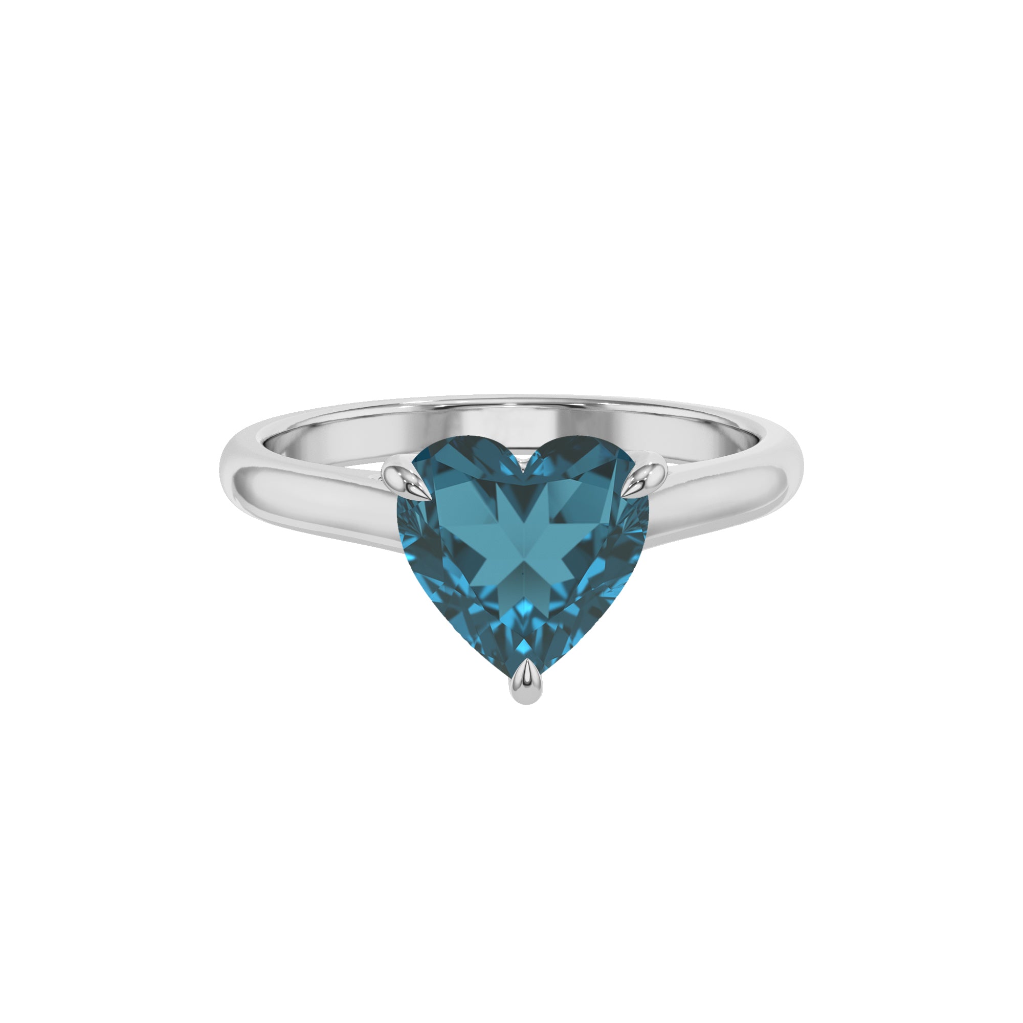 natural london blue topaz heart solitaire engagement ring