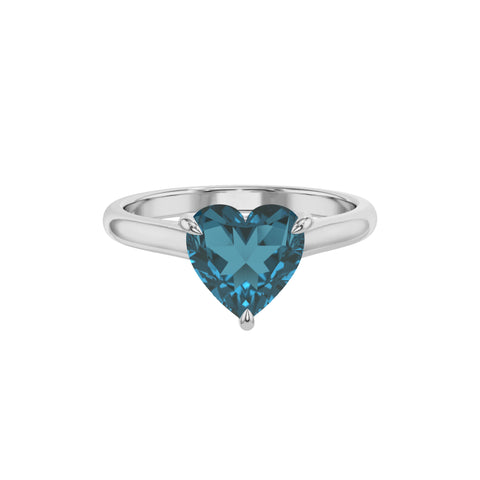 natural london blue topaz heart solitaire engagement ring