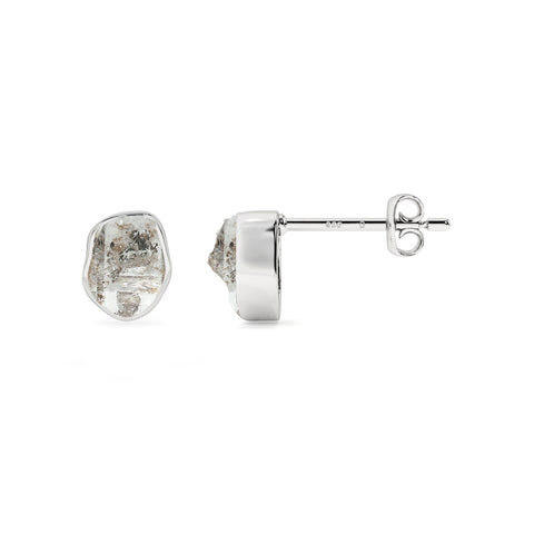 natural petroleum quartz rough shape stud earrings