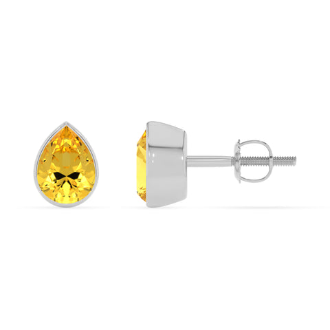 lab grown yellow sapphire pear stud earrings 