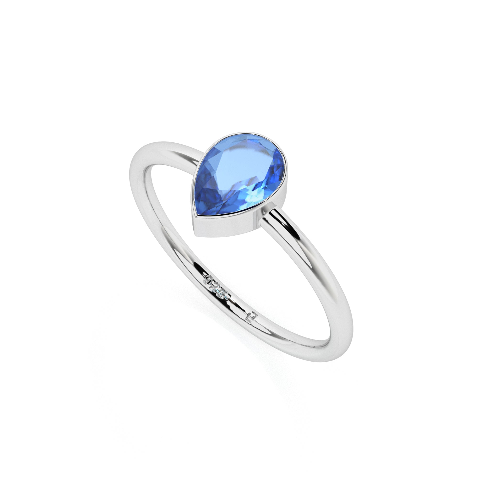 kyanite pear cut stackable bezel-set ring