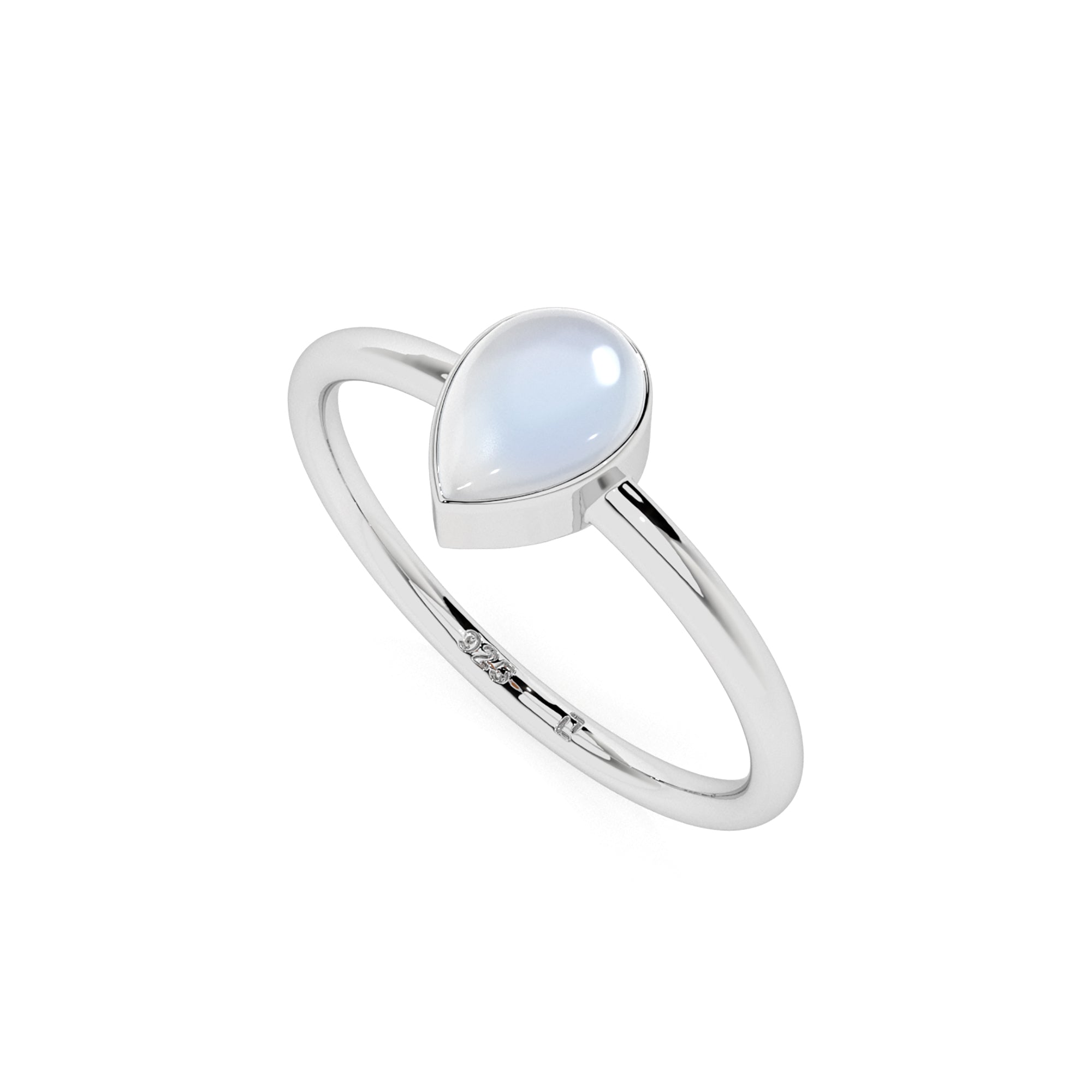 rainbow moonstone pear cab stackable bezel-set ring