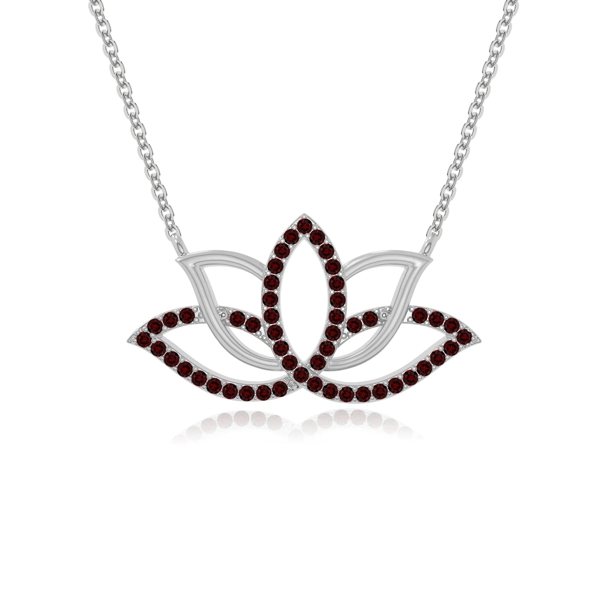 natural garnet lotus flower necklaces in sterling silver 