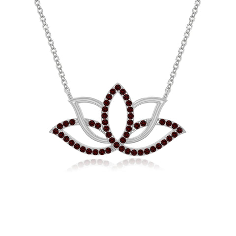 natural garnet lotus flower necklaces in sterling silver 