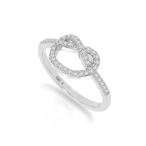 natural moissanite infinity knot promise rings in sterling silver 