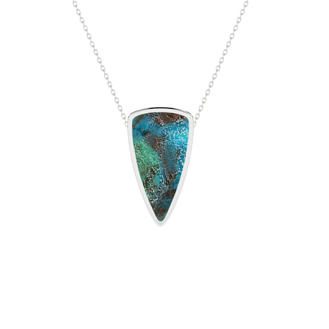 natural chrysocolla bullet shape pendant necklace