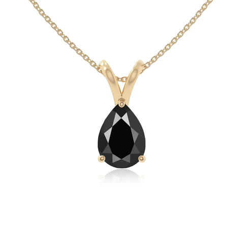 natural black-onyx v-bale solitaire necklaces in yellow gold vermeil 