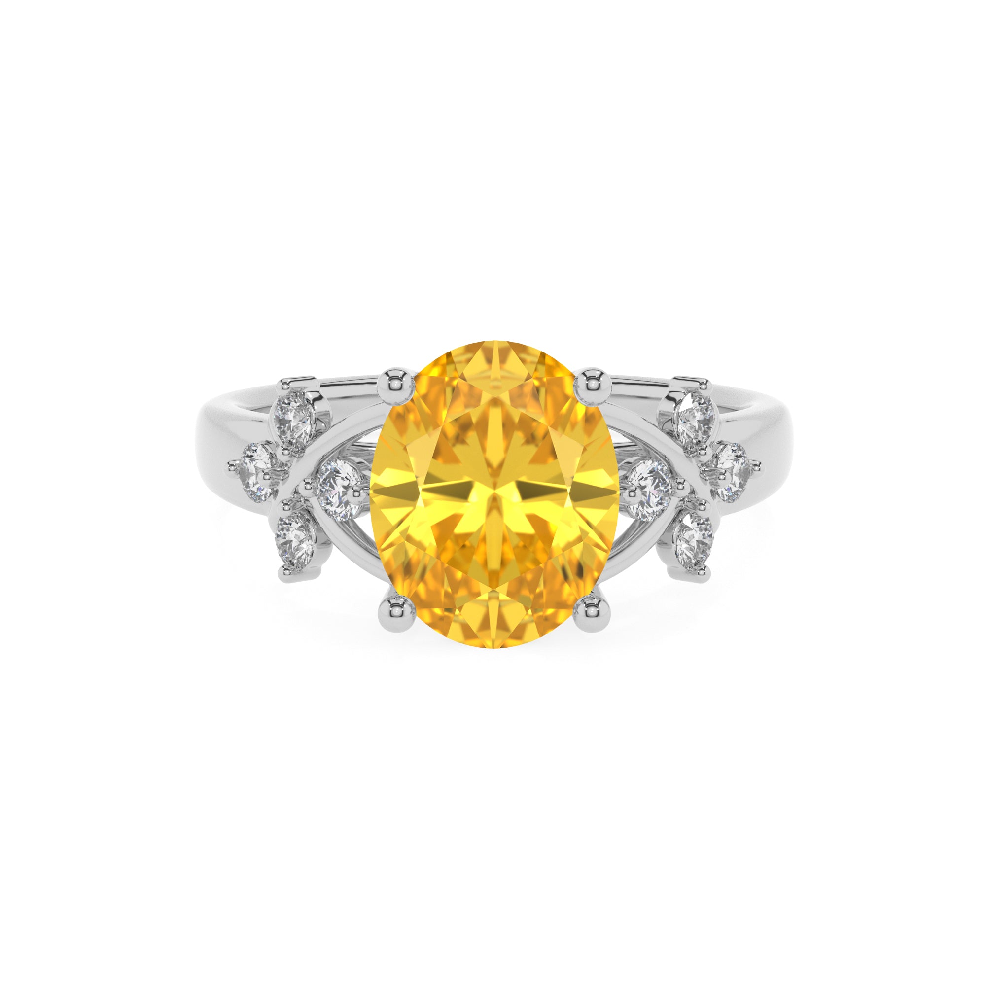 lab-grown yellow-sapphire oval criss cross solitaire engagement ring