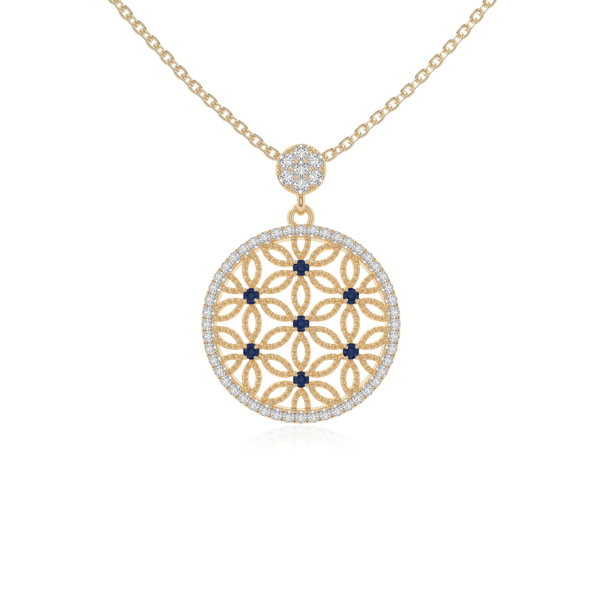 natural blue-sapphire infinity love knot necklaces in yellow gold vermeil 
