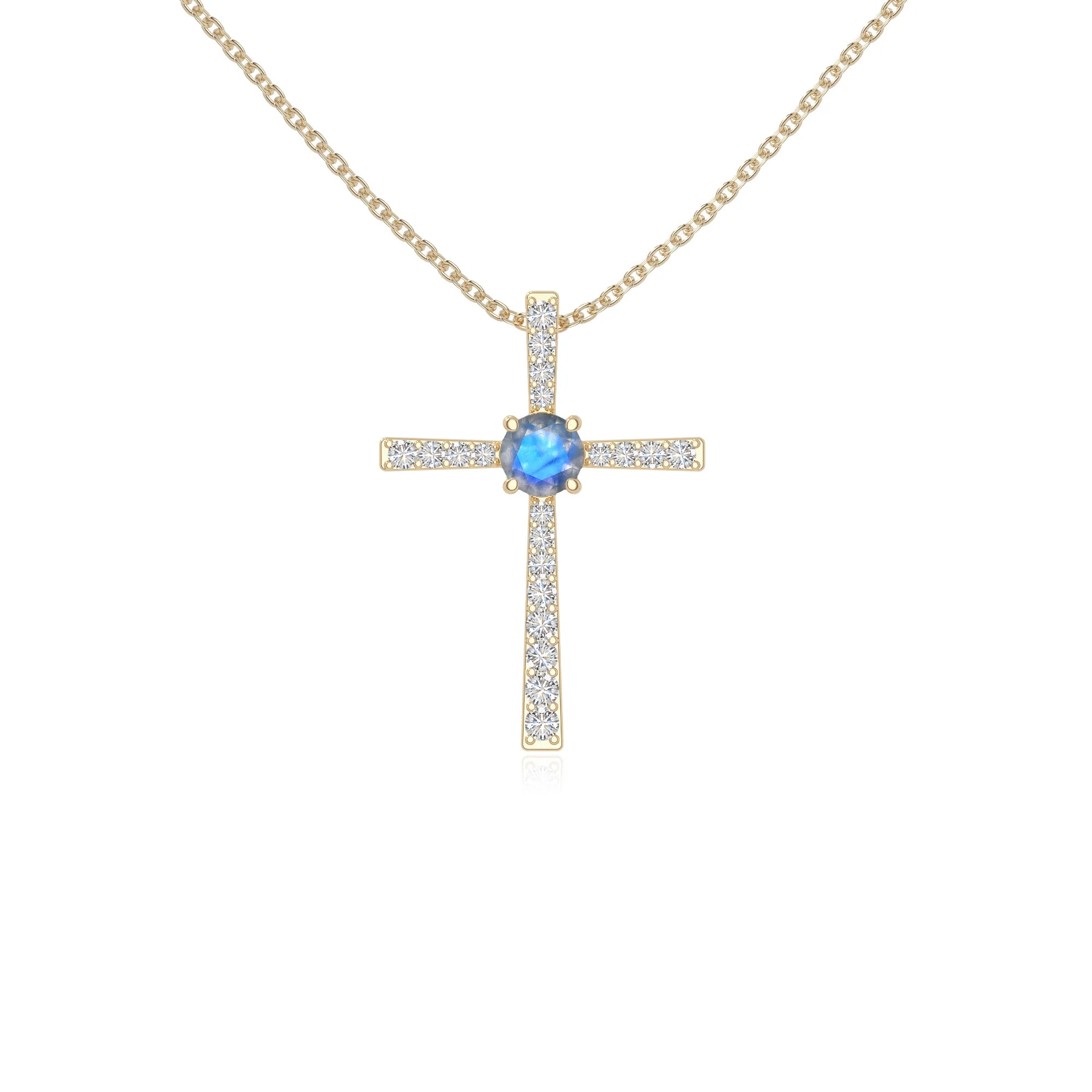 natural labradorite cross necklaces in yellow gold vermeil 