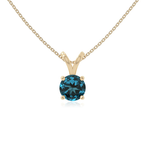 natural london-blue-topaz v-bale solitaire necklaces in yellow gold vermeil 