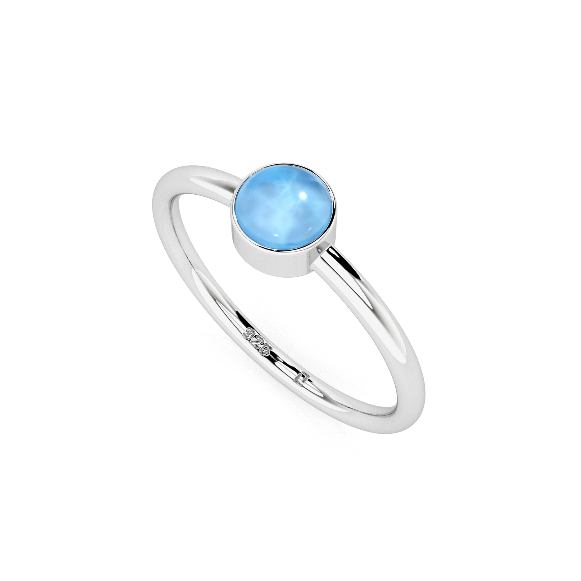 larimar round cab stackable bezel-set ring