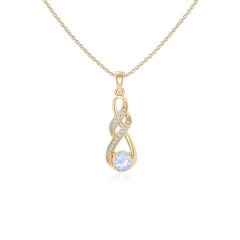 rainbow moonstone infinity necklaces in yellow gold vermeil 