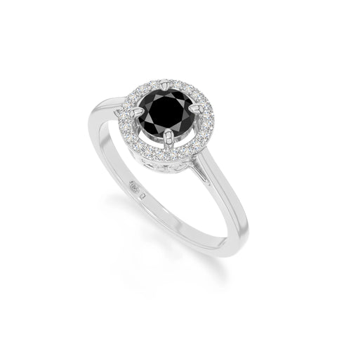 natural black onyx solitaire halo engagement rings in sterling silver 
