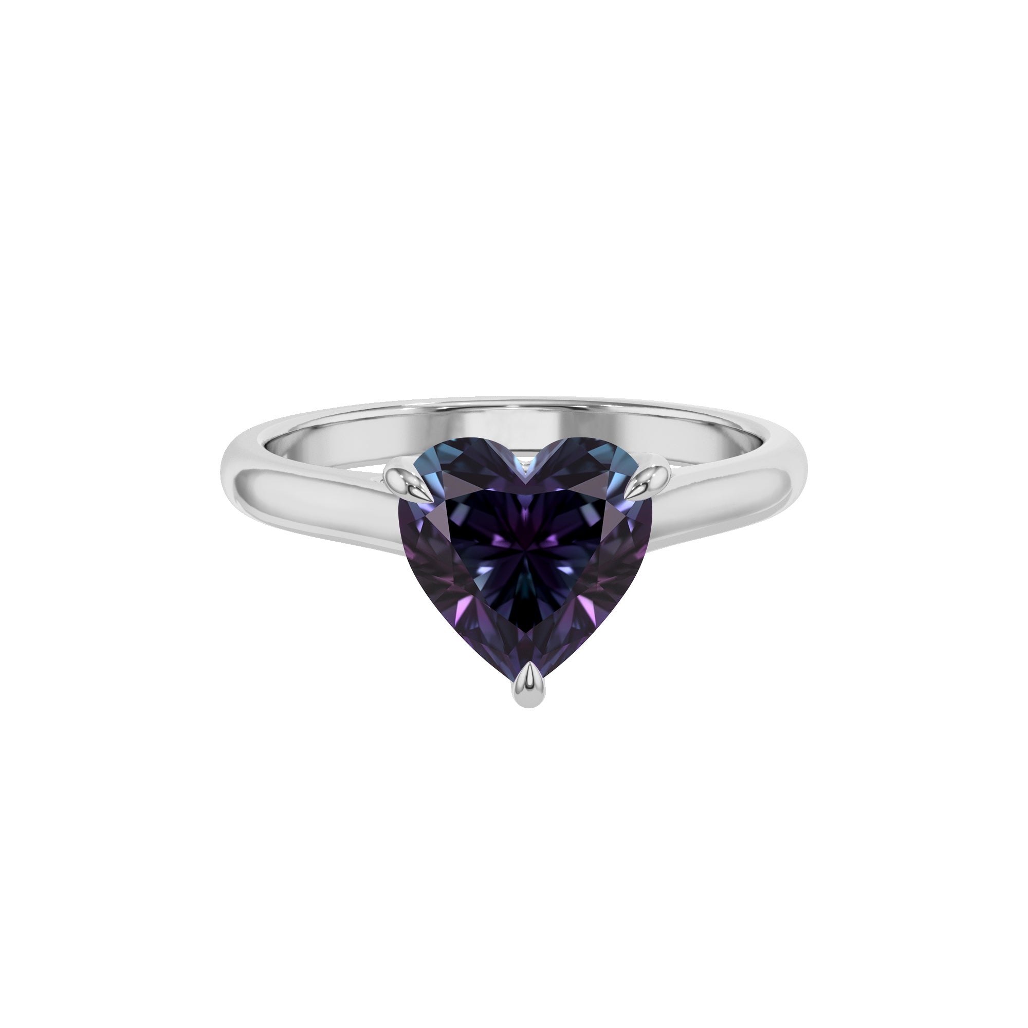 lab grown alexandrite heart solitaire engagement ring