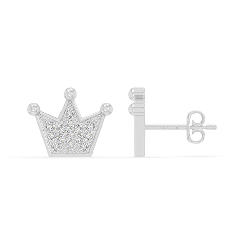 moissanite crown stud earrings in sterling silver 